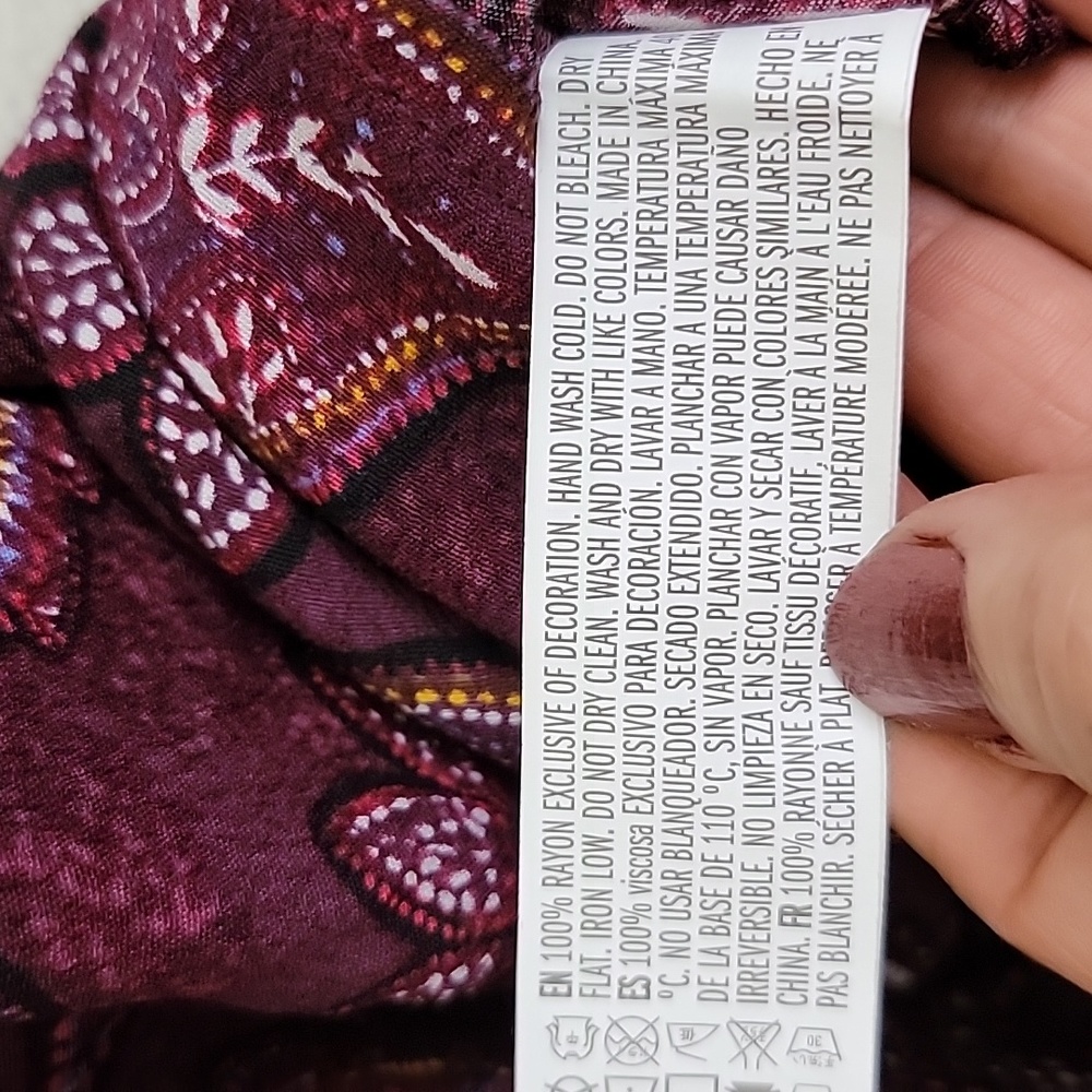 Forever 21 Wine Colored Paisley Print Mini Dress Or Tunic Top Junior S - Picture 12 of 16